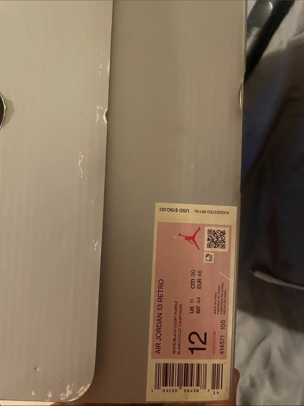 Jordan Air Jordan 13 Retro Box Label - Gray and Pink Accent